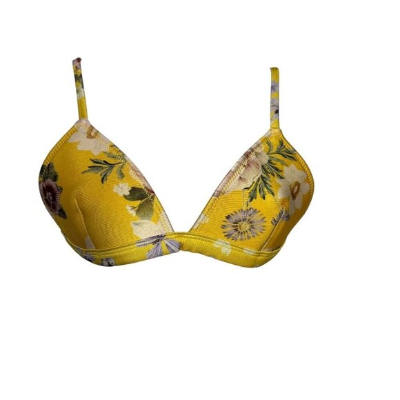 Triangl yellow floral scuba Neoprene Bikini top is medium bottom is XL - Picture 5 of 13